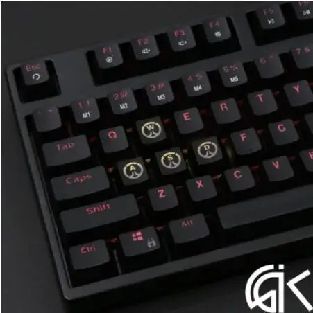 4 шт./компл. keysets подсветка OW ключ Шапки из АБС-пластика с гравировкой клавиши блеск-через для патруля gamer механическая клавиатура ANSI черный - Цвет: WASD