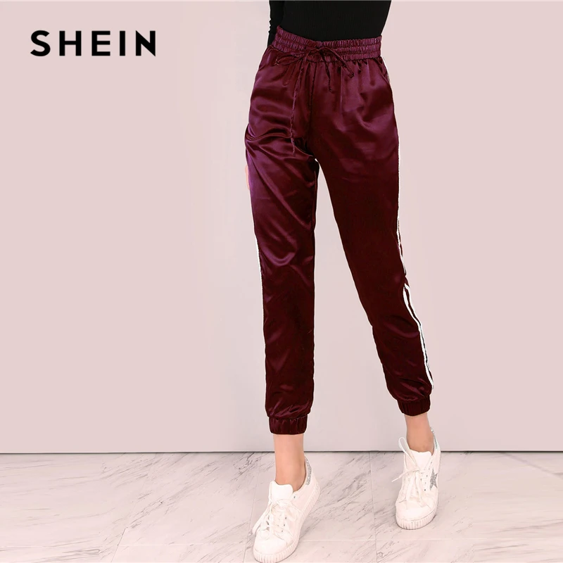 SHEIN Стильные Спортивные Брюки С Отделкой Модные Полоской Сбоку|Брюки |