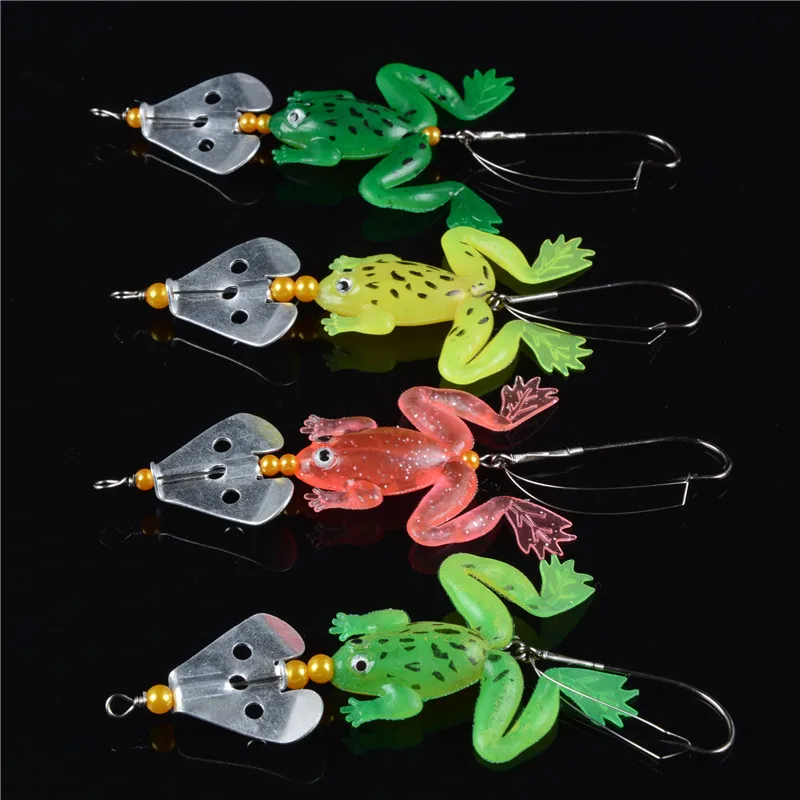 New Arrival 9cm 6.5g 1 Lot 4pcs Rubber Frog Soft Fishing Lures Bass CrankBait Sinking iscas de
