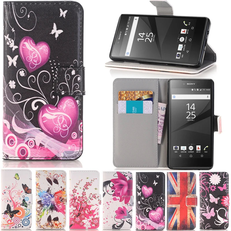  Flip Leather Wallet Case Cover for Sony Xperia Z Z1 Z2 Z3 Z4 Z5 compact Premium M2 M4 M5 Aqua T2 T3 E3 E4 C4 C5 C6 Ultra Dual 