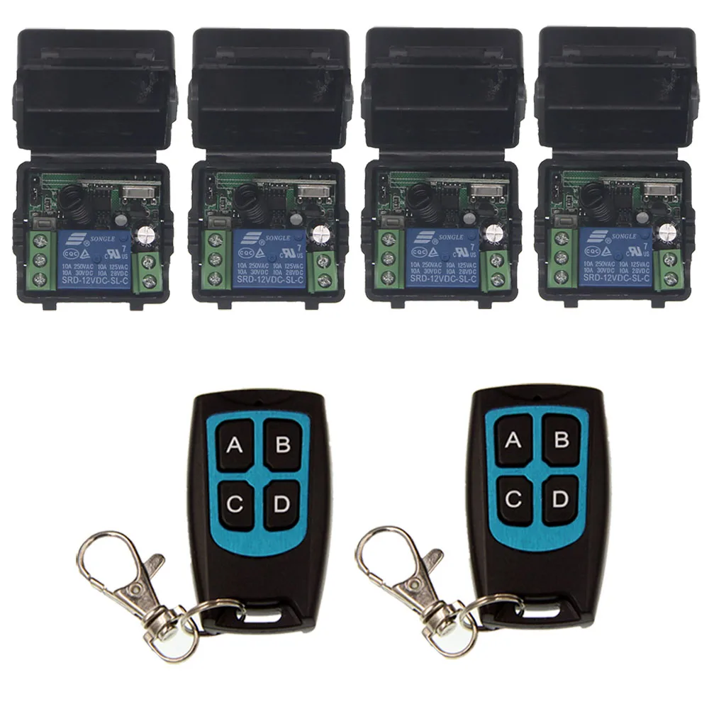 

Mini Size DC 12V 1 CH 1CH RF Wireless Remote Control LED Light Switch System,Waterproof Transmitter & 4 Pcs Receiver
