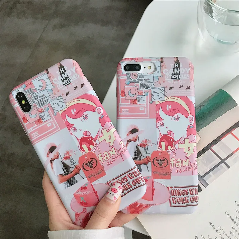 Silicone Pink Girl Case For iPhone 8 8plus 7 Plus Phone iphone 6 s 6s X XR XS Max Cases Cover Funda Capinha Bag |
