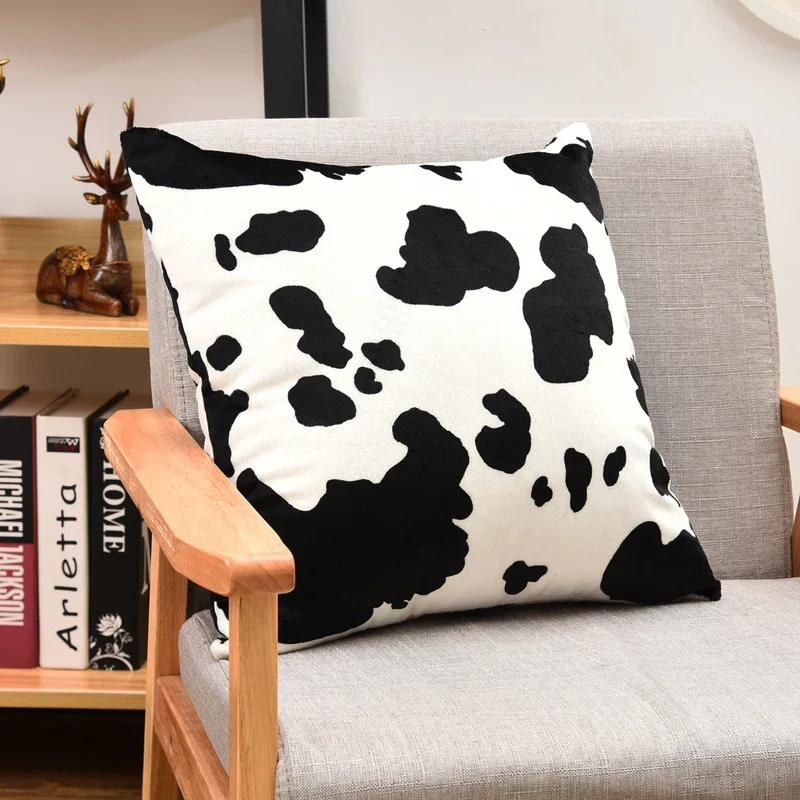 Плотные Короткие Меховые чехлы для подушек с декоративным рисунком коровы, наволочки для подушек высокого качества, наволочки для дома/дивана/автомобиля, без ворса