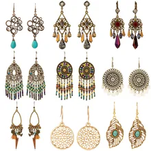 Золотые круглые висячие серьги, большие круглые цветные акриловые серьги с кисточками для женщин, модные длинные серьги с деревянной бахромой, ювелирные изделия