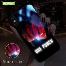 Mofi Smart Led Glow чехол для телефона для iPhone XR XS MAX чехол Funda Роскошный Жесткий Силиконовый ТПУ узорчатый стеклянный персонаж Капа