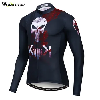 

Weimostar Punisher Cycling Jersey Long Sleeve Bicycle Shirt Autumn Men's Breathable Cycling Clothing Quick Dry mtb Bike Jersey
