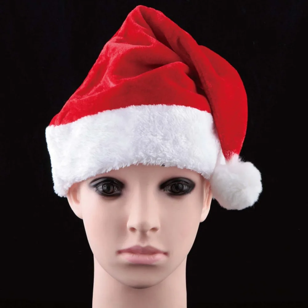 Набор из 2 предметов Рождественская плюшевая бархатная шапка Санта-Клауса супер мягкая Рождественская шляпа