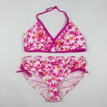 Комплект бикини для девочек, купальные костюмы с цветочным принтом, купальный костюм из двух предметов для девочек, детская одежда для плавания, купальные костюмы для девочек