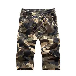 2018 новые летние шорты Для мужчин камуфляж Военная Повседневное Свободный шнурок шорты Homme Модная хлопковая брендовая одежда M-4XL