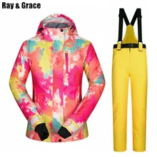 RAY GRACE, лыжный костюм, брюки, куртка, для снега, для женщин, водонепроницаемый, термо, лыжный костюм, флис, толстая зимняя одежда для женщин, сноубординг, спорт