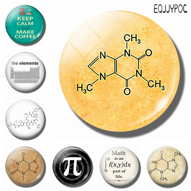 

Caffeine Chemistry Molecule 30 MM Fridge Magnet Caffeine Coffee Glass Dome Magnetic Refrigerator Stickers Note Holder Home Decor