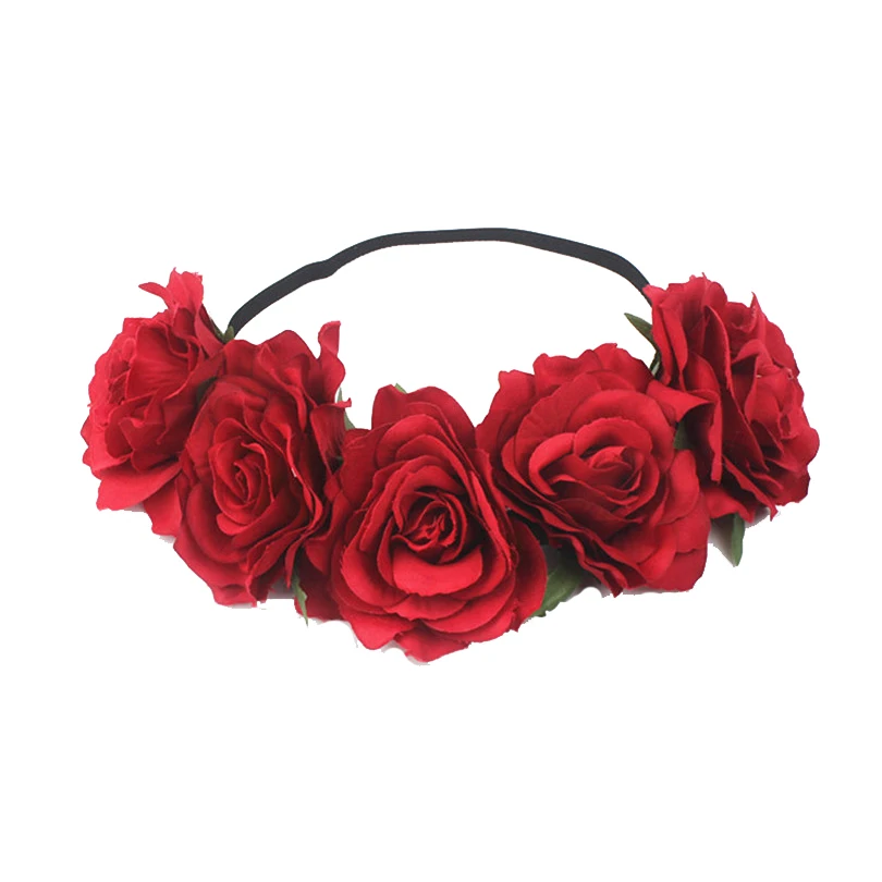 heimaiekng Red Rose Flower Headband Head Band Floral Head Wreath