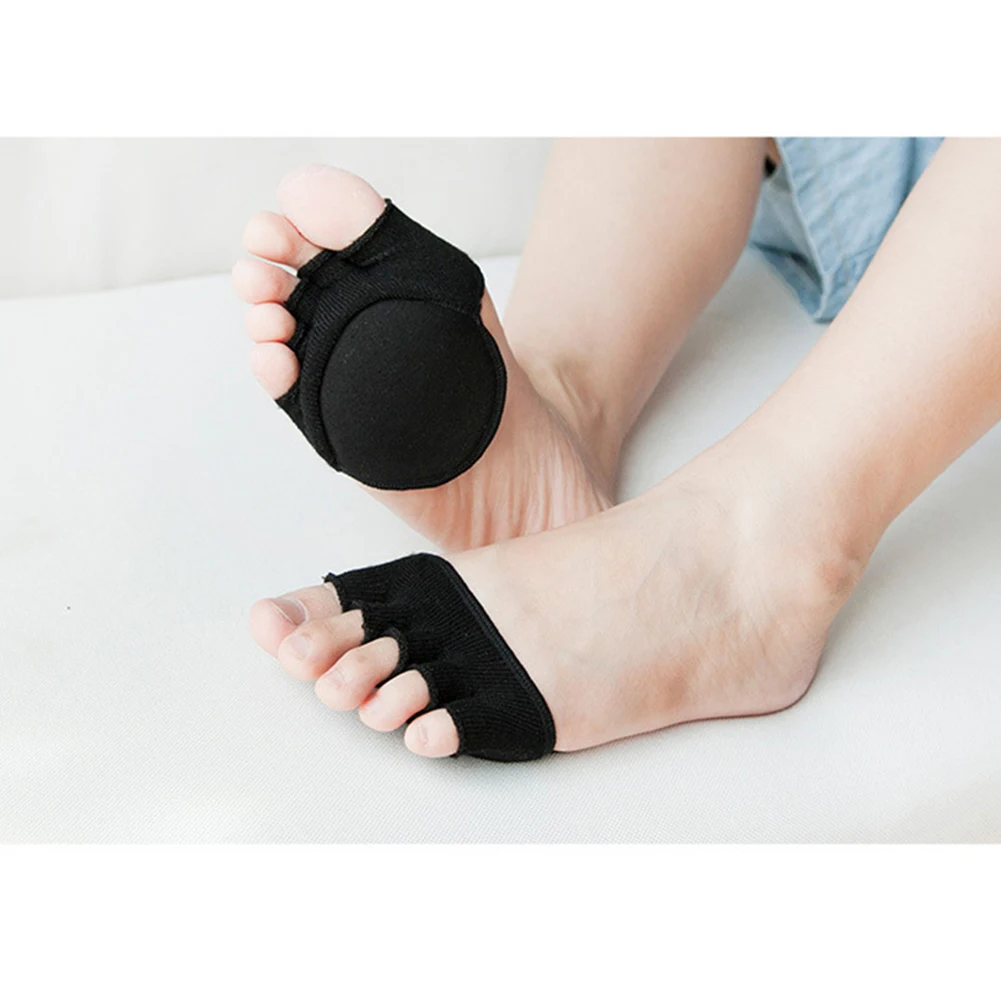 

Invisible Heelless Women Socks Open Toe Sweat Absorption Solid Non Slip Pad Soft Half Sole With Forefoot Cushion Sandals Lining