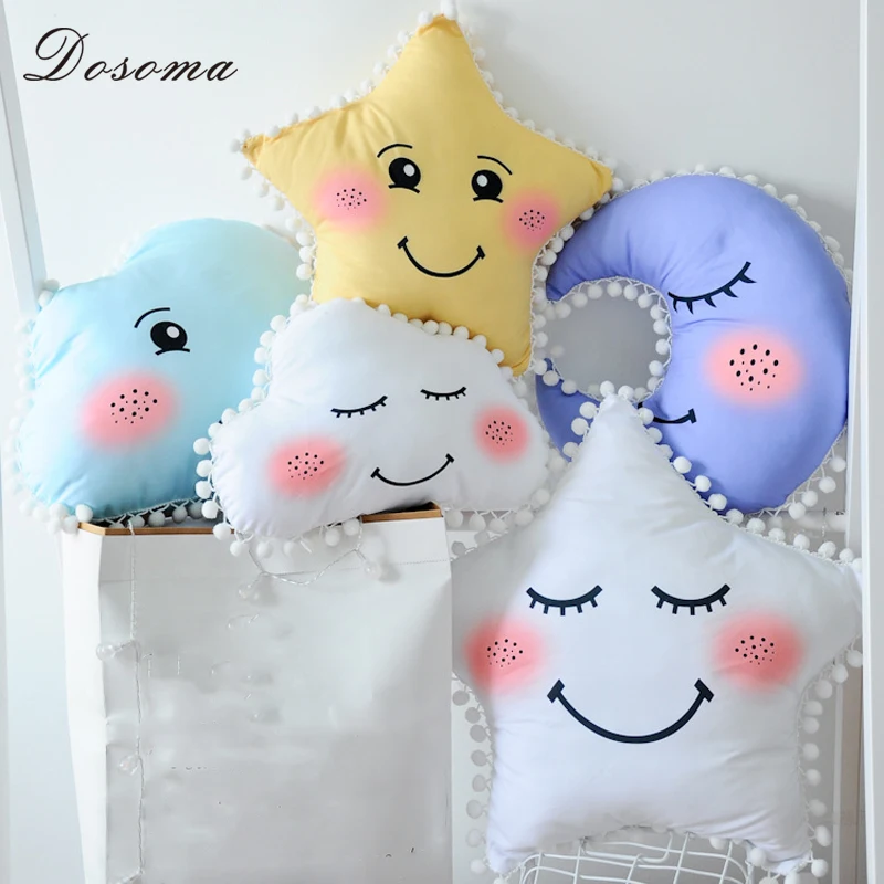 

INS Plush Ball Pillow Cushion Home Decoration Throw Pillow Star Moon Clouds Shape Cushions Birthday Gift Sweet Princess Pillow