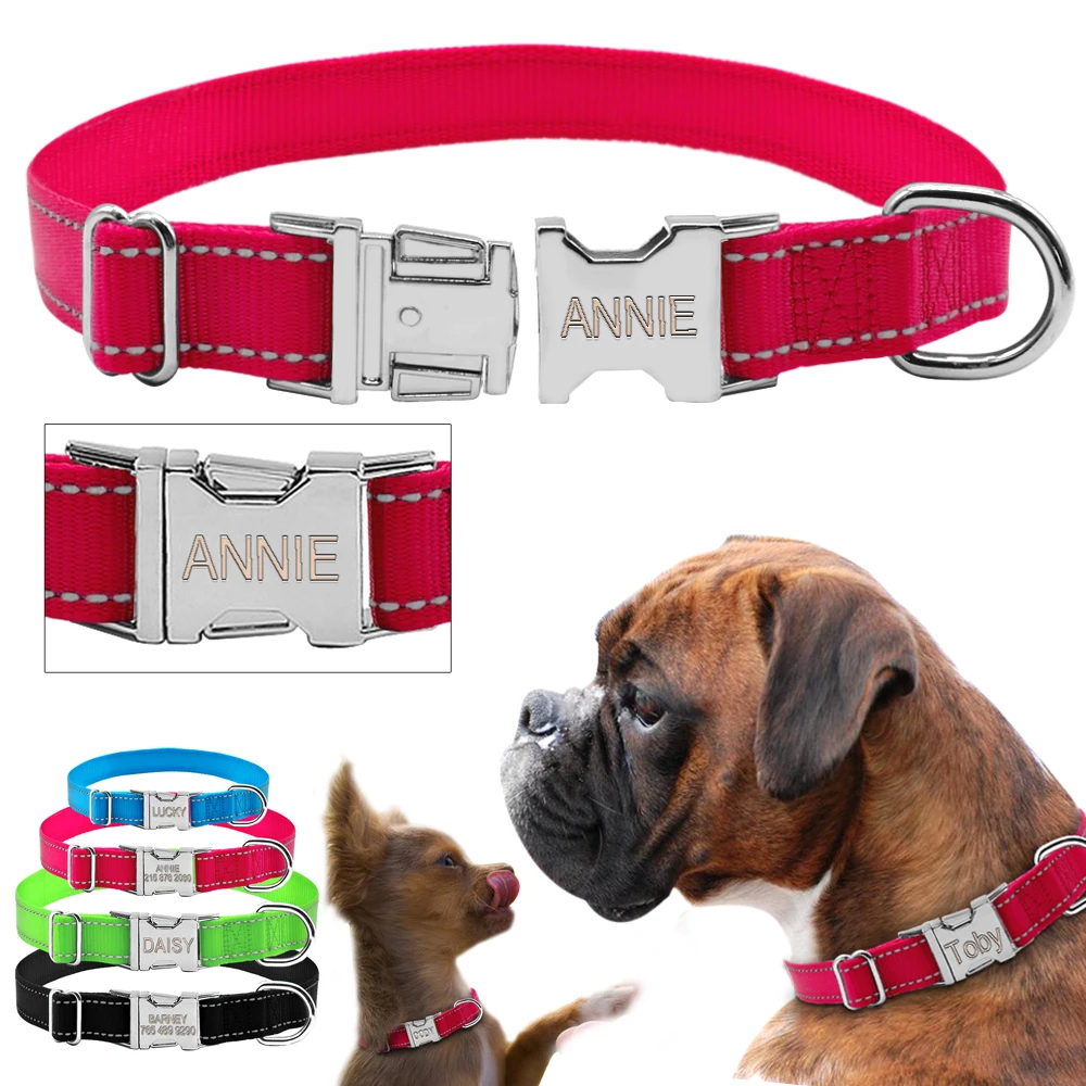 Nylon Dog Collar With Personalized Information Nylon Dog Collar With Personalized Information