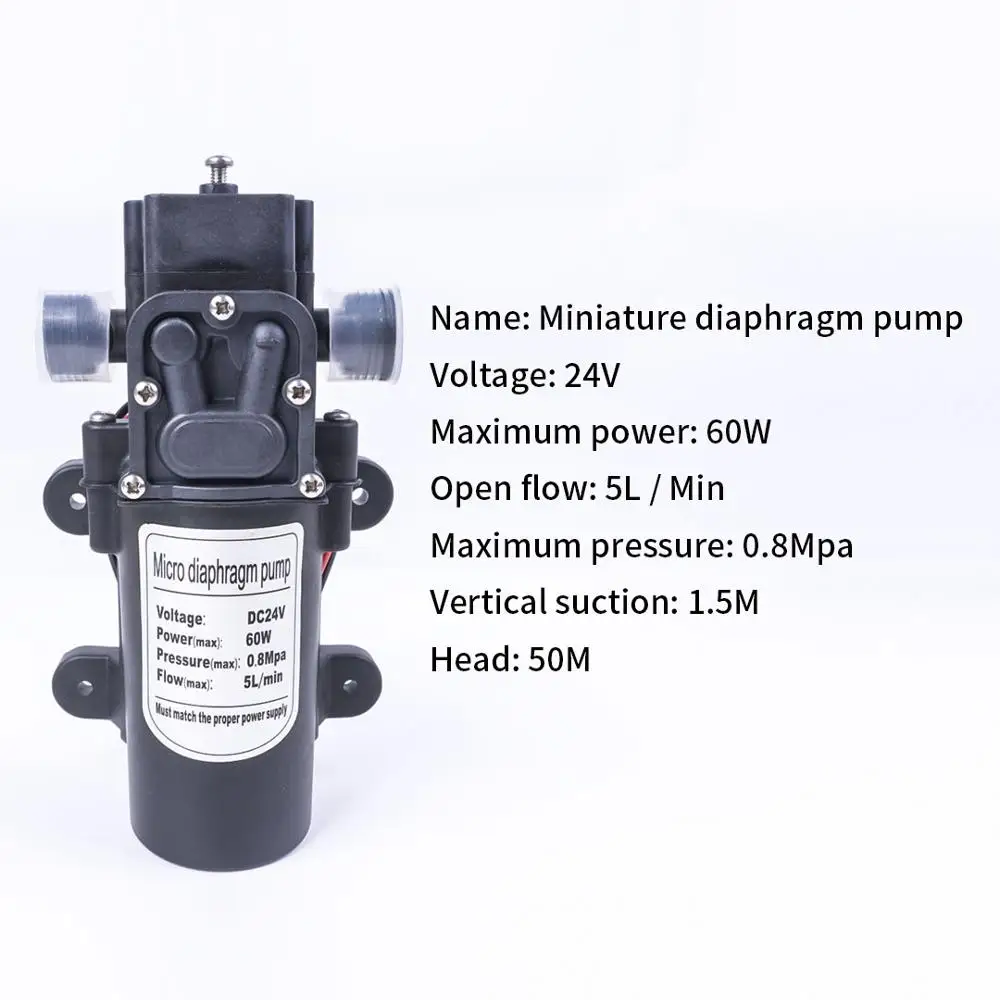 DC 24 V 60 W 130PSI 5L/Min водяной мембранный самовсасывающий насос высокого давления сельскохозяйственный Электрический водяной насос Автомойка спрей