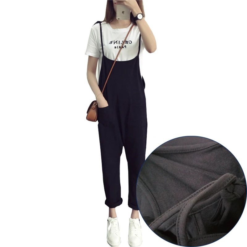 

Hot Selling Maternity Pants Plus Size 100% Cotton Terry Loose Cross-pant Pregnancy Wide Jumpsuit Solid Maternity Trousers