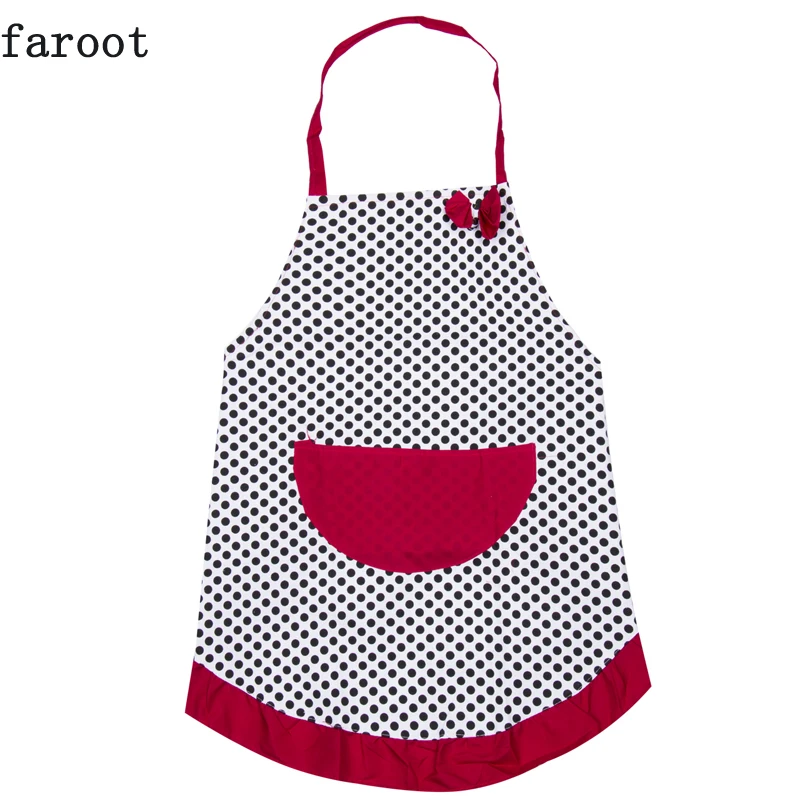 

Cute BowKnot Dot Women Kitchen Restaurant Bib Cooking Aprons With Pocket