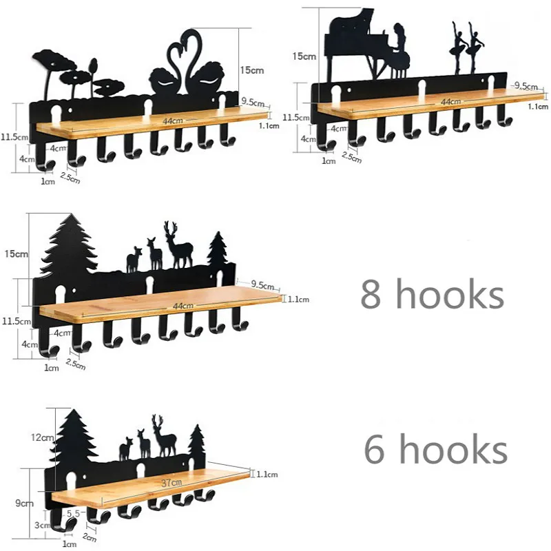 Бамбук 6/8 ряд вешалка для пальто двери крюковые петли железная настенная полка крюк настенная разделительная полка олень пианино Лебедь держатели для хранения