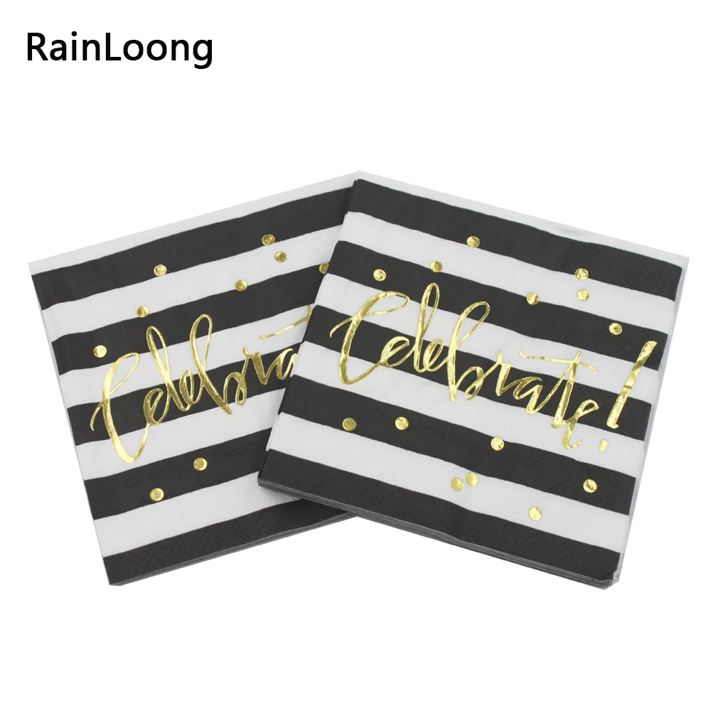 [RainLoong] 3plys бумажная салфетка из золотой фольги для напитков Yay праздничные и