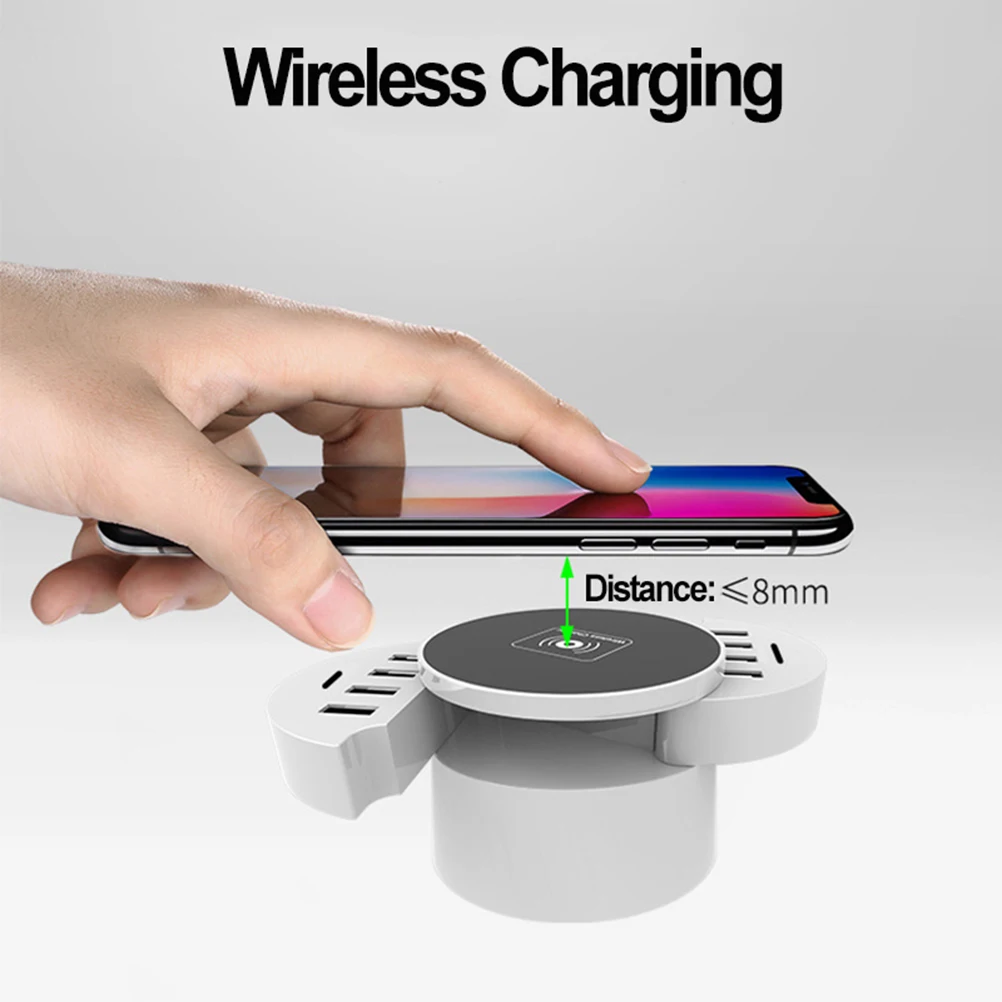 Fast Charge Wireless Charger 10 USB Port Foldable Charging Stand for Smartphone and Wireless