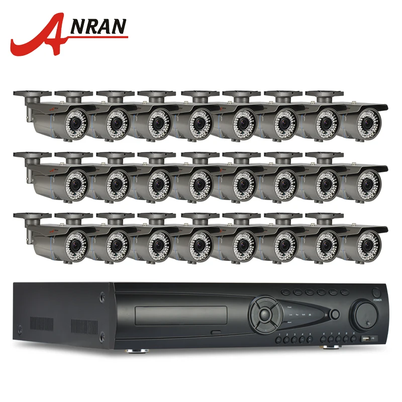 9TB HDD Onvif 24CH H.264 NVR Security CCTV System 1080P 2MP Varifocal 2.8-12mm Lens Bullet Outdoor IR CCTV Network IP Camera