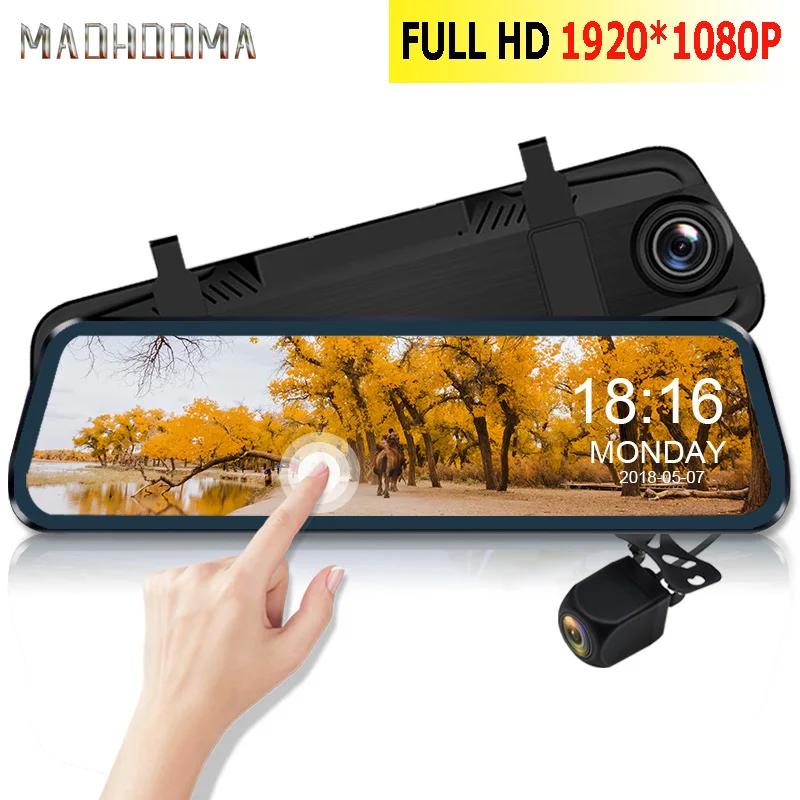 

MaoHooMa 10 Inch Touch Car Dvr Streaming Rear View Mirror Dash Camera FHD 1080P Video Recorder Dual Lens With Rear View Camera