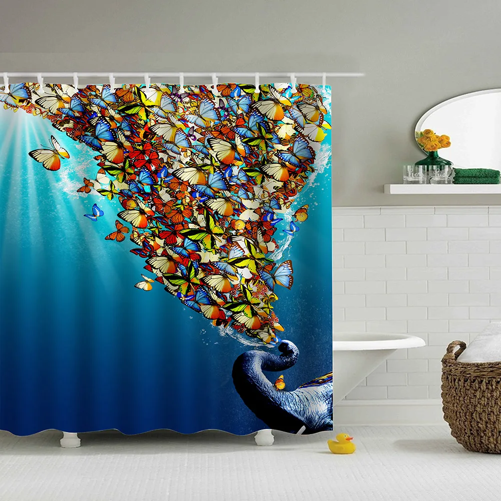 

Minions Shower Curtain Pattern Customized Shower Curtain Waterproof Bathroom Polyester 3D Colorful Butterfly Print Shower Curtai
