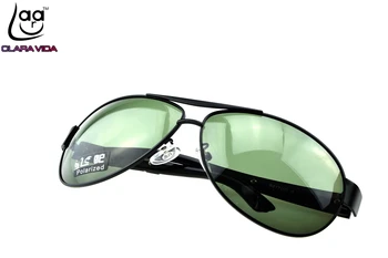 

=CLARAVIDA=2017 MEN LARGE PILOT BLACK TAC Enhanced Polarization polarized square green lenses driving fishing sunglasses
