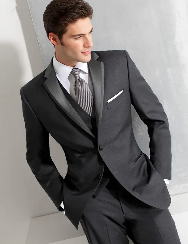 Custom made Size and Color Two Buttons Groom Tuxedos Gray Groomsman Bridegroom Wedding font b Suit