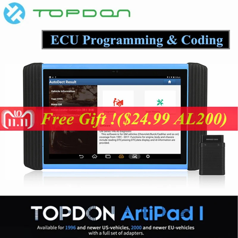 

Topdon Artipad I Automotive Diagnostic Scanner Diagnostic Tool With ECU Coding and Reprogramming for Vehicles