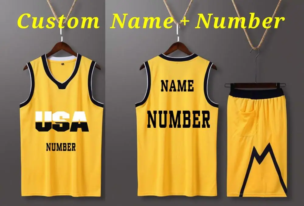 Y-Custom Name Number Мужские и детские баскетбольные майки США, комплект, Униформа, Молодежные баскетбольные комплекты для колледжа США, спортивные костюмы на заказ, спортивные комплекты Джерси - Цвет: Y-Custom Name Number