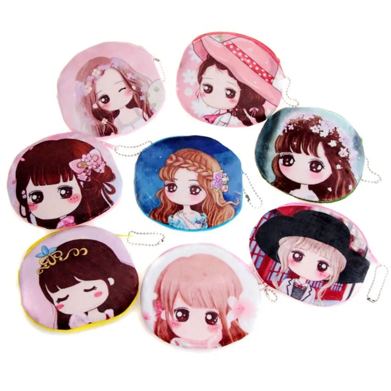 2017 cute cartoon girl change pocket female plush coin font b purse b font Teenagers princess