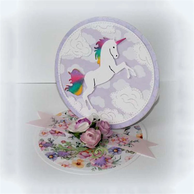 

Naifumodo Unicorn Frame Dies Metal Cutting Dies Scrapbooking Ring Border Die Cut for Card Making Embossing Craft Dies New 2019