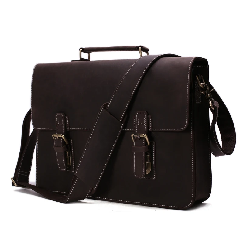 

High Quality 100% Leather Laptop Bag Leather Briefcase Messenger Bag Men's Handbag Crazy Horse Leather 7035W