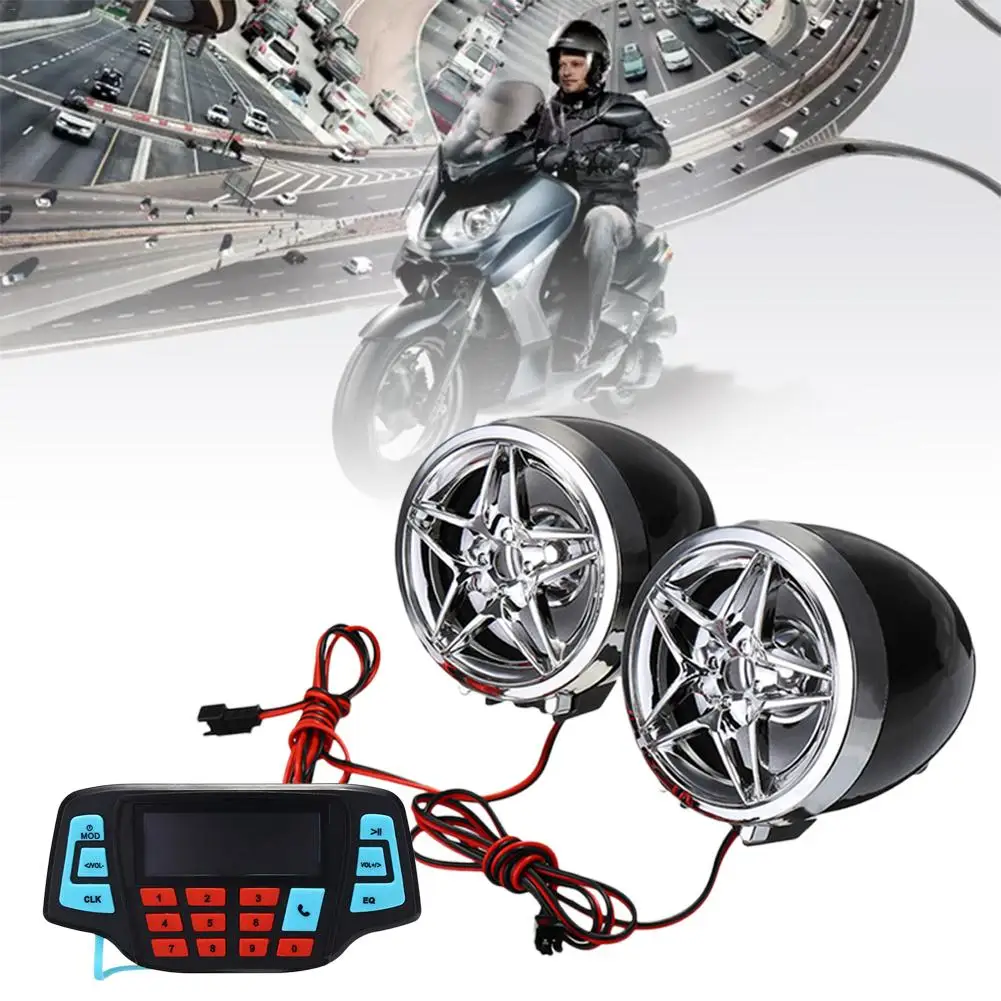 Мотоцикл MP3 плеер спикер Матч Bluetooth ATV аварийный сигнал с креплением на руле Авто звуковая система Музыка FM AM Radio12V мотоцикл аудио