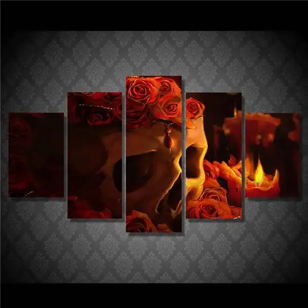 

Hd Printed Red Roses Skull Painting Canvas Print Room Decor Print Poster Picture Canvas Free Shipping/Ny-4940 NO Framed With