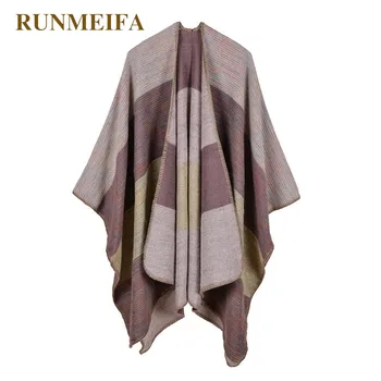 

RUNMEIFA 2017 New Brand Women's Winter Poncho Vintage Blanket Women's Lady Knit Shawl Cape Scarf