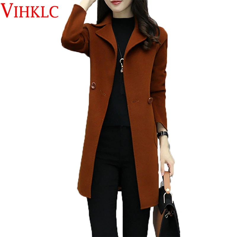 Abrigo de lana para mujer Nre chaqueta de invierno de alta de lana fina para mujer Abrigos largos de cachemir de cárdigan b819|Lana y mezclas| - AliExpress