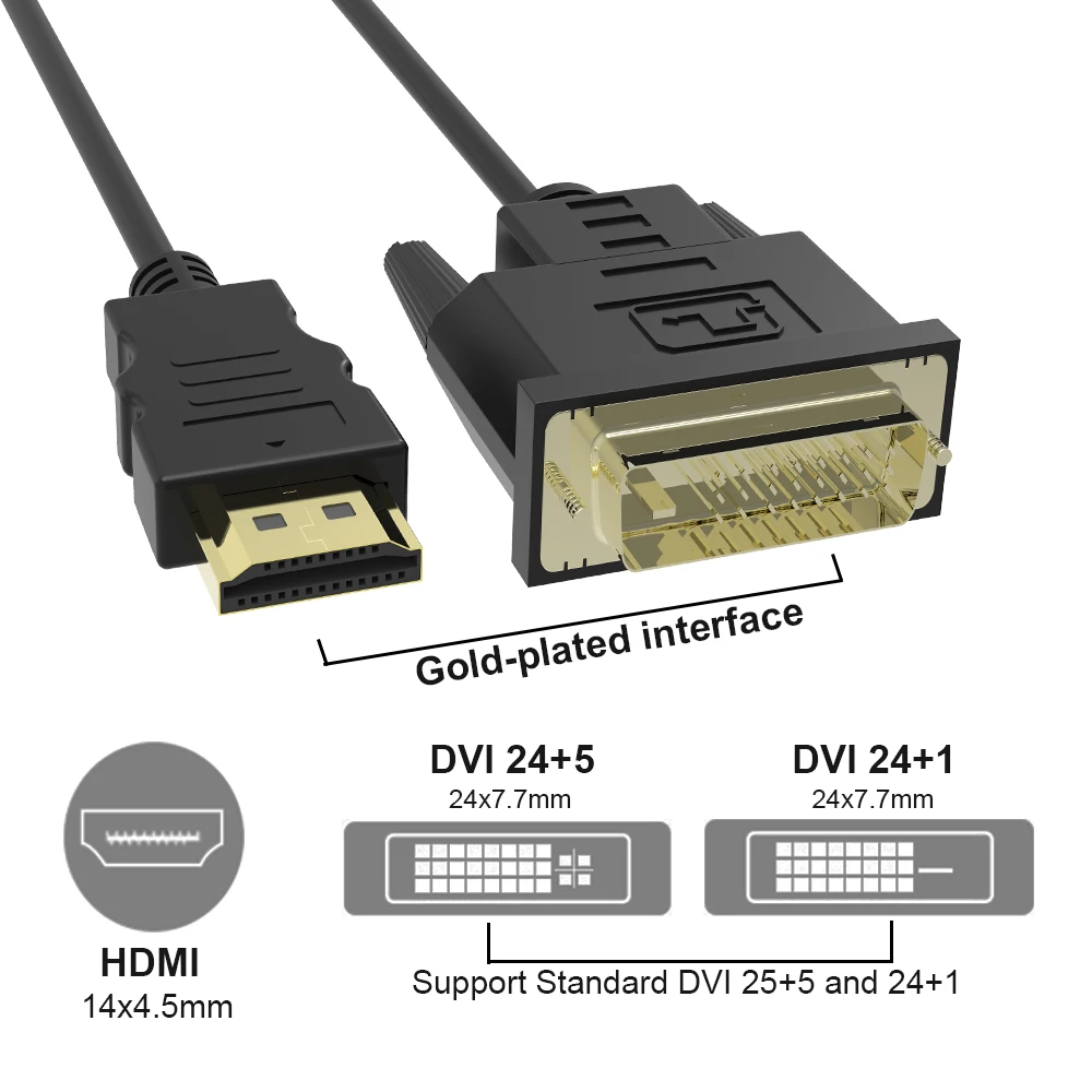 Высокое качество 3 фута 1 м HDMI к DVI DVI-D 24+ 1 pin адаптер позолоченный кабель «Папа-папа» для 1080P HD HDTV HD PC PS3 xbox DVD