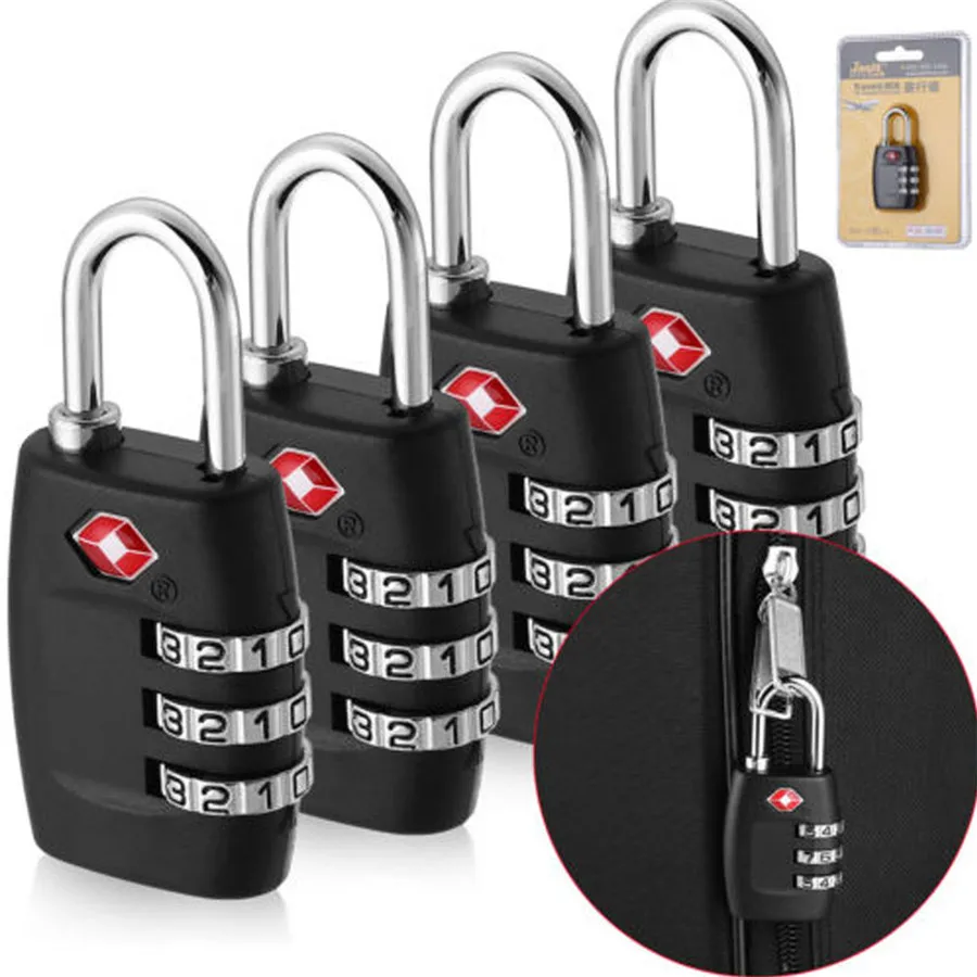 

TSA Approved 3 Dial Digit Password Security Combination Padlock Suitcase Luggage Code Lock Mini Coded Keyed Anti-Theft Locks New