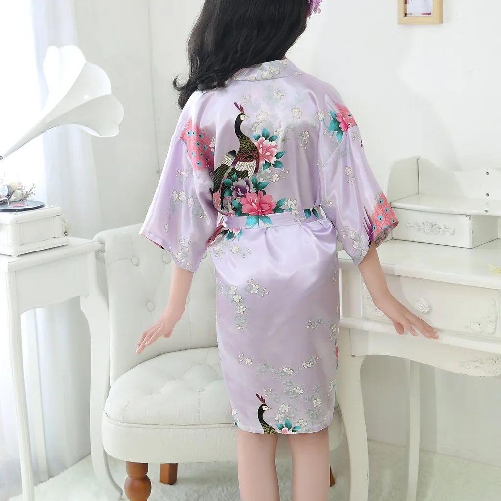 

Floral Print Summer Infant Baby Girls Robes Toddler Baby Kid Girls Floral Silk Satin Kimono Robes Bathrobe Sleepwear Clothes