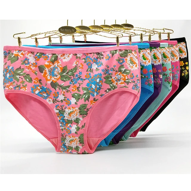 Plus Size Women's Lingerie Panties Printed Flower Underwear Cheeky High  Waist Briefs Female Sexy Lingerie Comfort Briefs 1XL-4XL - AliExpress