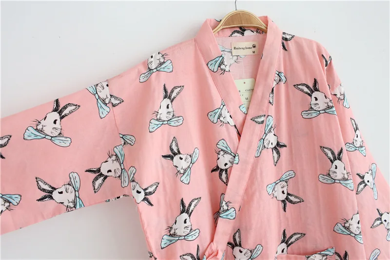 Лето хлопок кимоно халаты для женщин простая ночная рубашка милое кроличье кимоно халаты в японском стиле для женщин халат