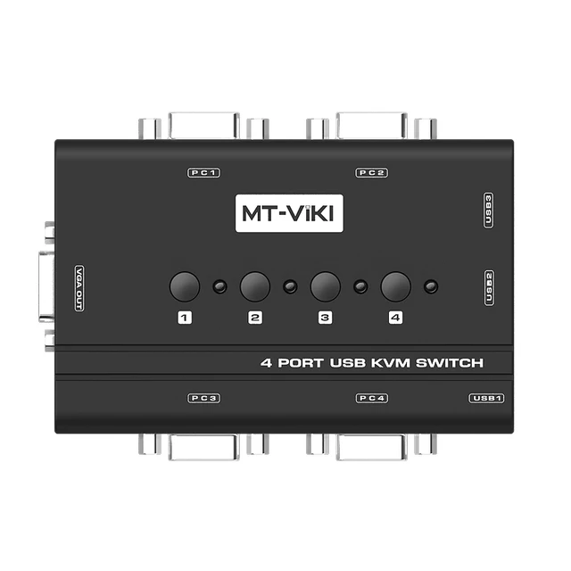 Ручной VGA KVM-переключатель с 4 портами, с USB-консолью и оригинальным кабелем, 1 комплект для управления клавиатурой и мышью, 4 предмета 5