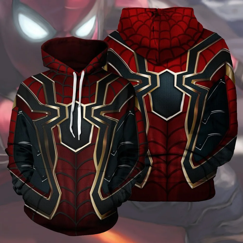 Толстовка с изображением железного паука, свитер, пальто, Маскарадные Костюмы супергероев, тонкий пуловер, модные топы