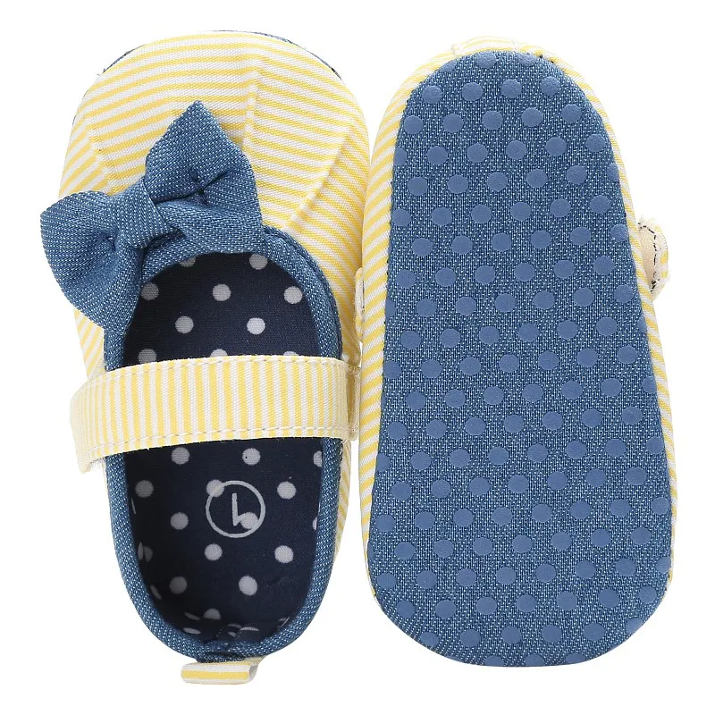Мода для маленьких девочек принцессы обувь лук в полоску Детская обувь Детские кроссовки для новорождённых 0-18 месяцев S2