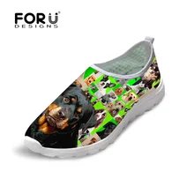 FORUDESIGNS/модные женские летние удобные дышащие туфли с 3D принтом животных; женские слипоны на плоской подошве