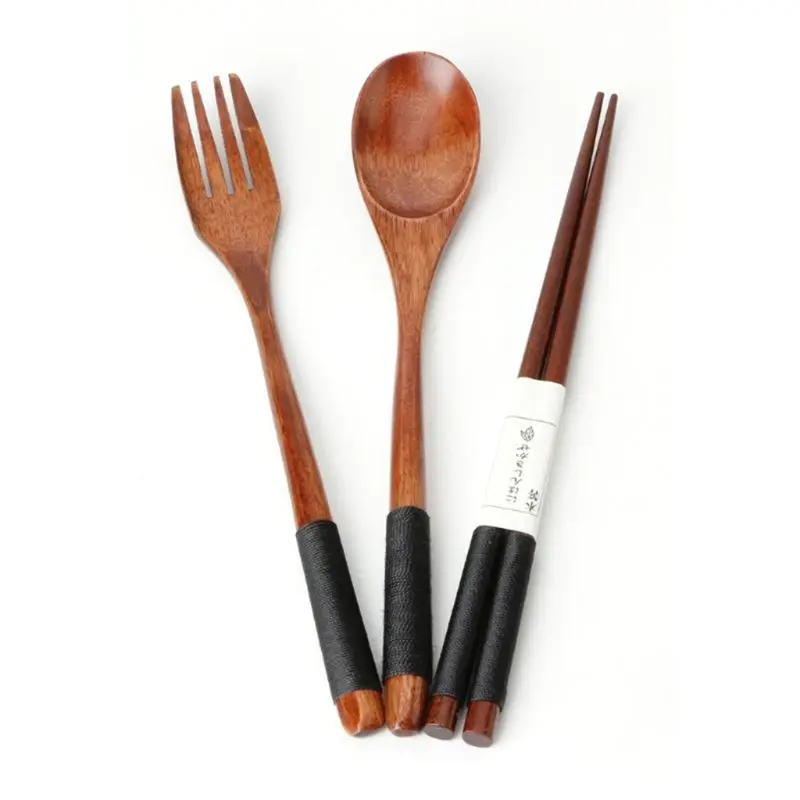 Комплект из 4 предметов: японский деревянный палочки для еды, ложки и вилки посуда