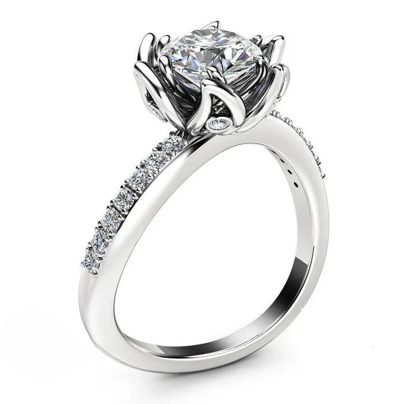 

Exquisite Luxury 2ct Zircon Crystal Wedding Rings for Women Female Ring Bijoux Newest S925 Engagement Rings For Women jewelry
